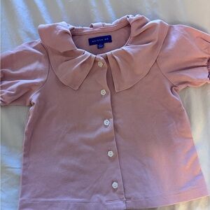 MAISON ME PINK COLLARED SHORT SLEEVE CARDIGAN FLOWER BUTTONS TODDLER GIRLS 2T